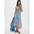 thumbnail image 2 of Tube Top Dress for Women Summer Solid Strapless Dresses, Off the Shoudle Ruffle Beach Dress Light Blue M, 2 of 6