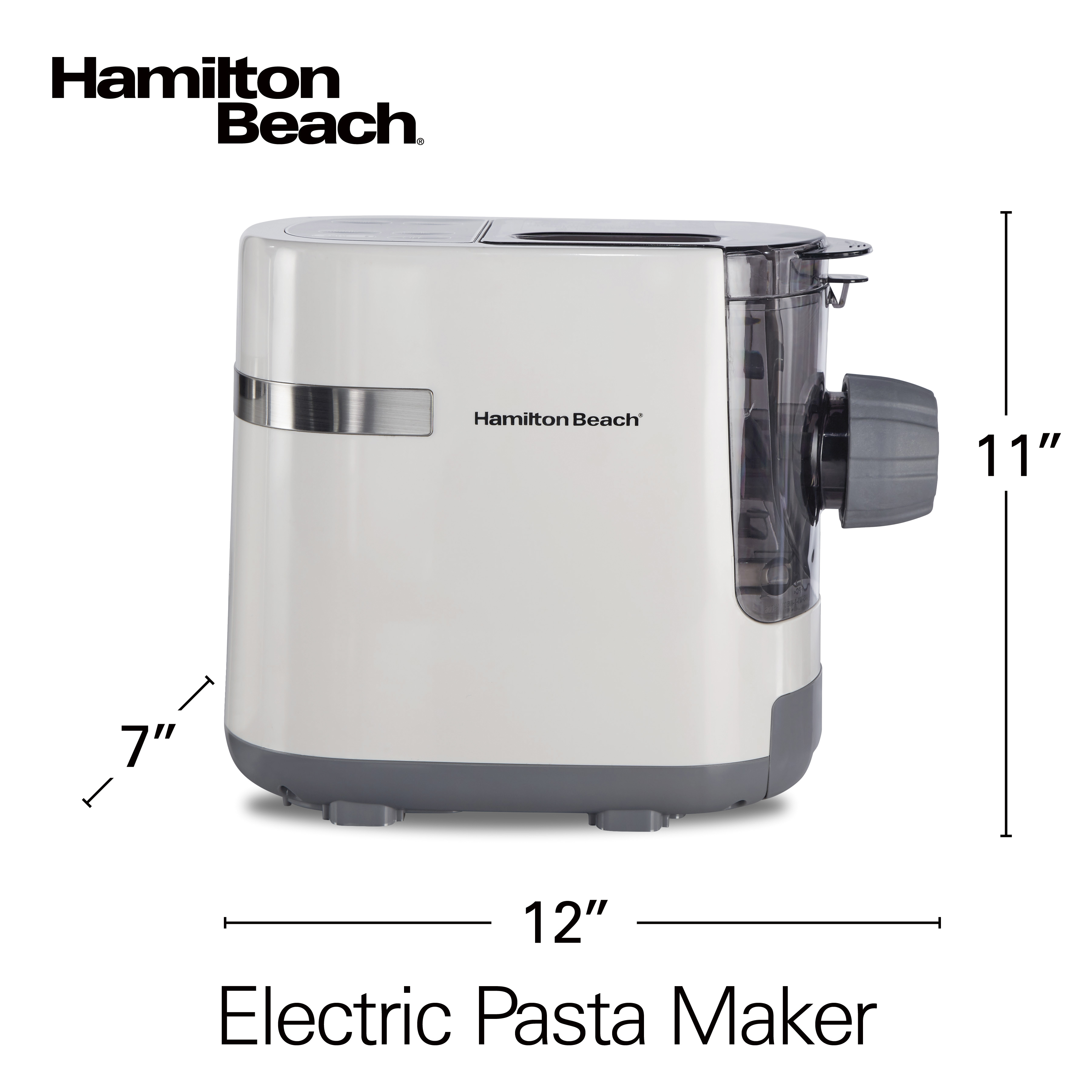 Hamilton Beach Electric Pasta and Noodle Maker Machine with 7 Molds for Spaghetti, Fettucine and more, White, 86650 - image 3 of 9
