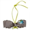 Juniors Stripe Flower Bandeau Halter Bikini Top
