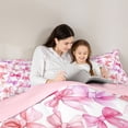 thumbnail image 4 of Erosebridal Watercolor Princess Bowknot Queen Comforter Set,Kawaii Bow Girls Bedding Comforter Set For Teens,Pink White, Reversible 3-Piece, 4 of 7