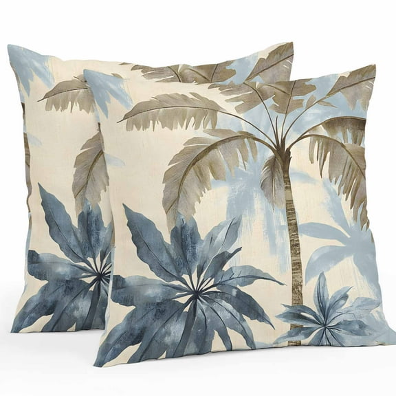 Watercolor Tree Outdoor Pillow Covers Pack of 2 Palm Trees Vintage Waterproof Throw Pillow Covers Decorative Cushion Cases for Patio Garden Tent Balcony Couch 20x20 inch