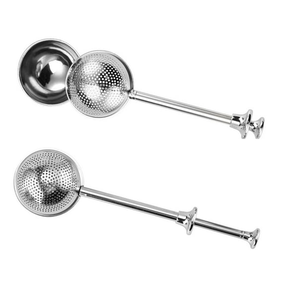 Loopunk 2 Pcs Stainless Steel Tea Strainer Tea Infuser for Loose Leaf Tea, Tea Diffusers Fine Mesh Tea Ball Tea Accessories, Baking Supplies Baker's Dusting Wand Sugar Shaker Duster Flour Duster