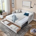 thumbnail image 2 of Twin Size Daybed with 2 Storage Drawers, Upholstered Daybed with Side Pocket, Sofa Bed Frame for Living Room, Bedroom and Guest Room, No Box Spring Needed, Beige, 2 of 8