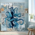 thumbnail image 6 of Navy Blue Octopus Shower Curtain Funny Ocean Nautical Kraken Seashell Starfish Shower Curtains for Bathroom Beach Coastal Wooden Cool Unique Waterproof Fabric Bath Curtain Decor 72 X 72 Inch, 6 of 7
