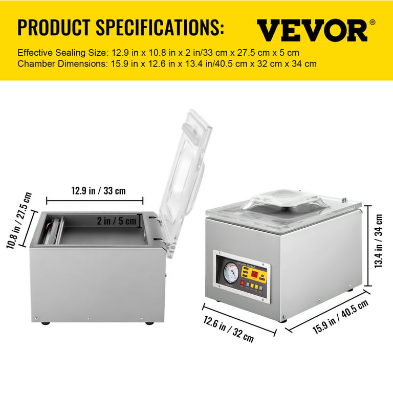 VEVOR Food Vacuum Sealer Machine 120 Watt Chamber Packaging Sealer