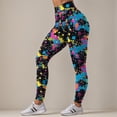 thumbnail image 5 of COMVALUE Women's Leggings - Full Length Bright and Neon Paint Splatter, Rainbow, and Patterened Leggings for Women Blue Size S, 5 of 6