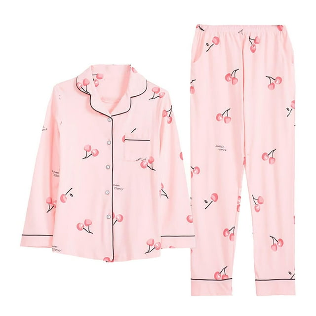 Pyjama Femme Automne et Hiver Manches Longues Col à Revers Gilet Ensemble Pantalon Grande Taille Tenue d'Intérieur