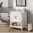 thumbnail image 2 of EVOKEDEN 30" Bathroom Vanity w/ Ceramic Sink & LED Light, Freestanding Storage Cabinet w/ Organizer, White, 2 of 8