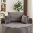 thumbnail image 5 of Leumius Oversized Round Chair Lounge Chaise Indoor,50" Upholstered Corduroy Deep Seat Single Cloud Sofa Chair, Fluffy Modern Large Circle Boneless Sleeper Sofa for Living Room, Bedroom,Gray, 5 of 14