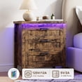 thumbnail image 2 of Farmhouse 3 Drawer Dresser Nightstand with Charging Station & LED Lights, Slim Wooden Bedroom Dresser, Rustic Chest of Drawers Clothes Storage Organizer for Closet Dorm Apartments, Retro, 2 of 5
