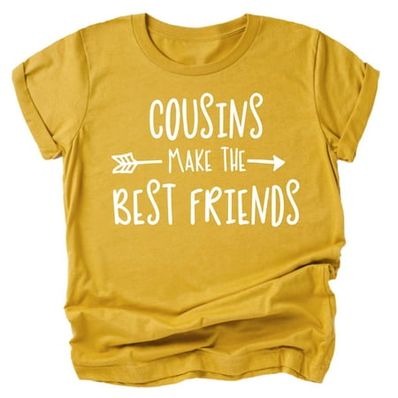 

Cousins Make The Best Friend T-Shirt for Baby and Toddler Girls Fun Family Outfits White on Mustard Shirt 5-6