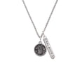 thumbnail image 2 of Delight Jewelry Silvertone Antiqued Round Seal - Owl Silvertone Balance Bar Charm Necklace, 23", 2 of 4