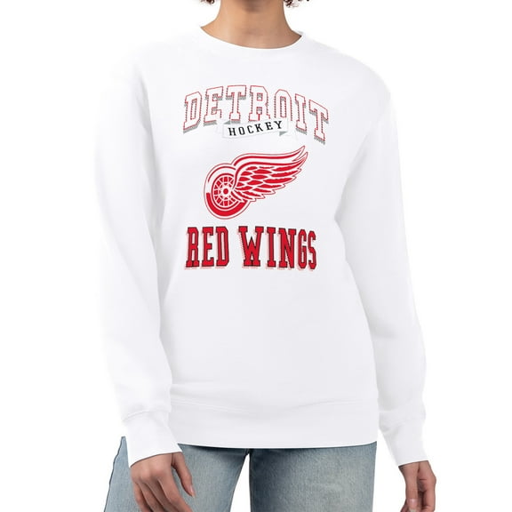 Women's G-III 4Her by Carl Banks White Detroit Red Wings Team Logo Tri-Blend Fleece Pullover Sweatshirt
