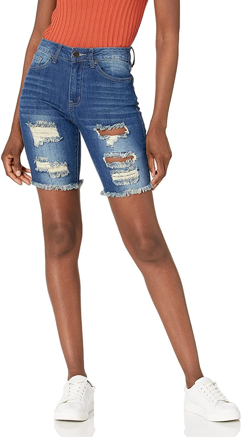VIP JEANS Teen Girls's Super Cute Jeans Shorts Washed, Acid Blue Bermuda, 9