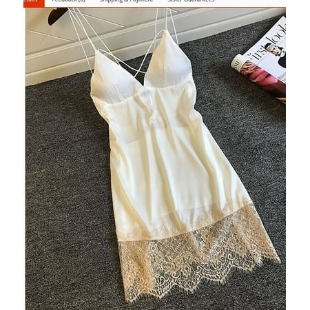 

Women Satin Silk Lace Erotic Night Dress Lingerie Sleepwear