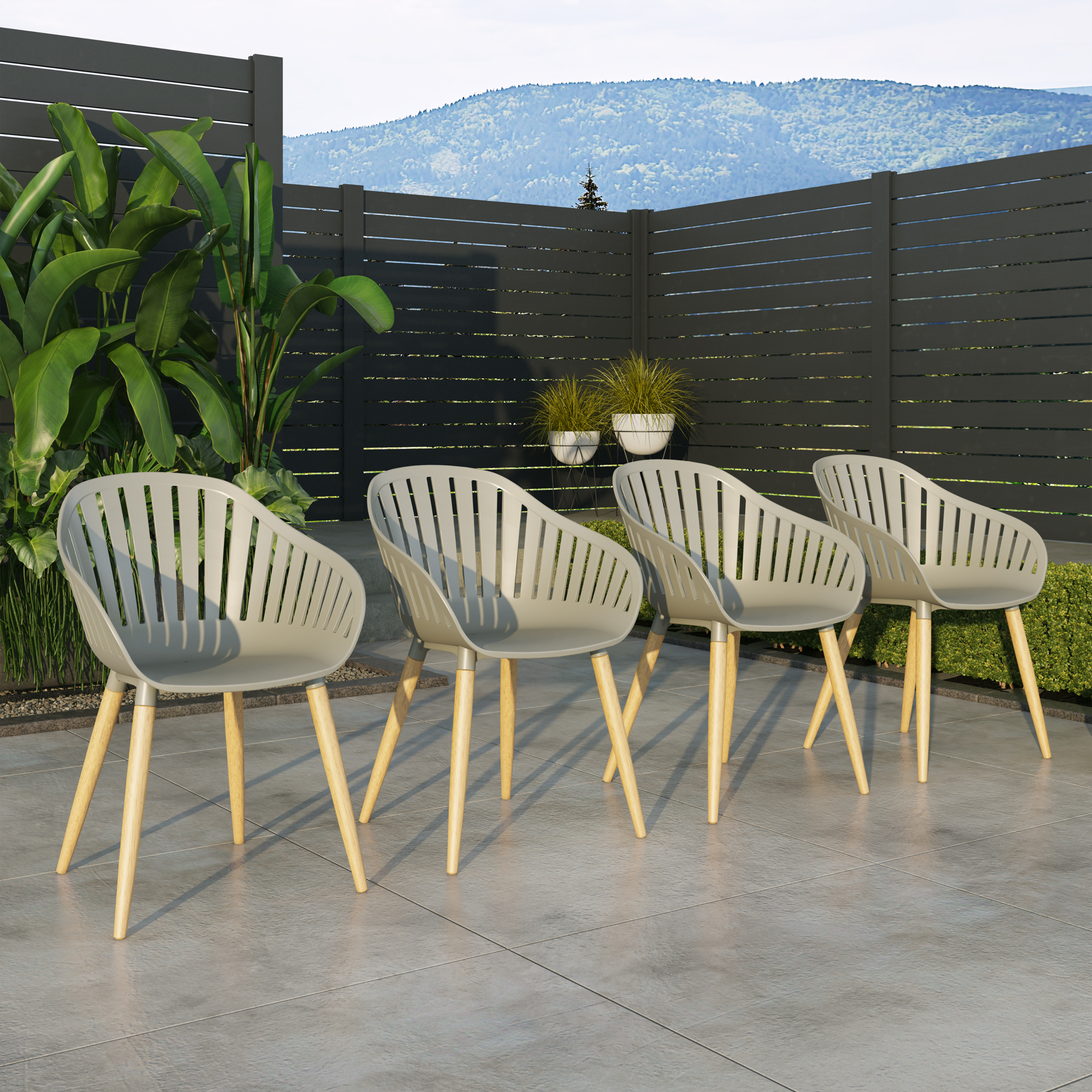 Amazonia Norwich 5 Pieces Certified Teak Rectangular Outdoor Dining Set, Ideal for Patio