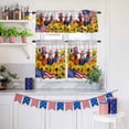 thumbnail image 6 of Independence Day Kitchen Curtains Valances 3 Piece Set, U.S. Flag Themed Farm Rooster Sunflower Wood Grain Rod Pocket Tier Curtain and Valance Drapes for Small Window 36 Inch Length for Bedroom Cafe, 6 of 9