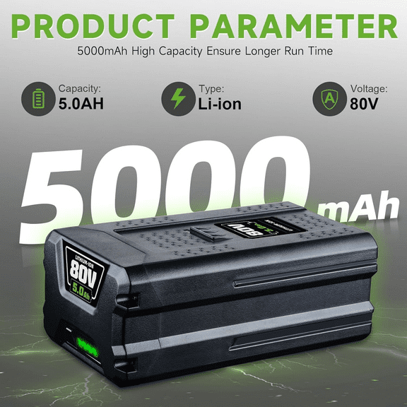 80V 5000mAh Li-ion Battery Compatible with Greenworks 80V Battery GBA80200 GBA80250 GBA80400 GBA80500 for with LED Indicator Light