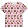 thumbnail image 1 of Frosted Donut Sprinkles Food Repeat Pattern All Over Youth T Shirt Pink YSM, 1 of 2