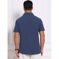 thumbnail image 3 of DARING DIVA Men's Linen Chest Pocket Short Sleeve Casual Hawaiian Shirts 2XL Dark Blue, 3 of 7