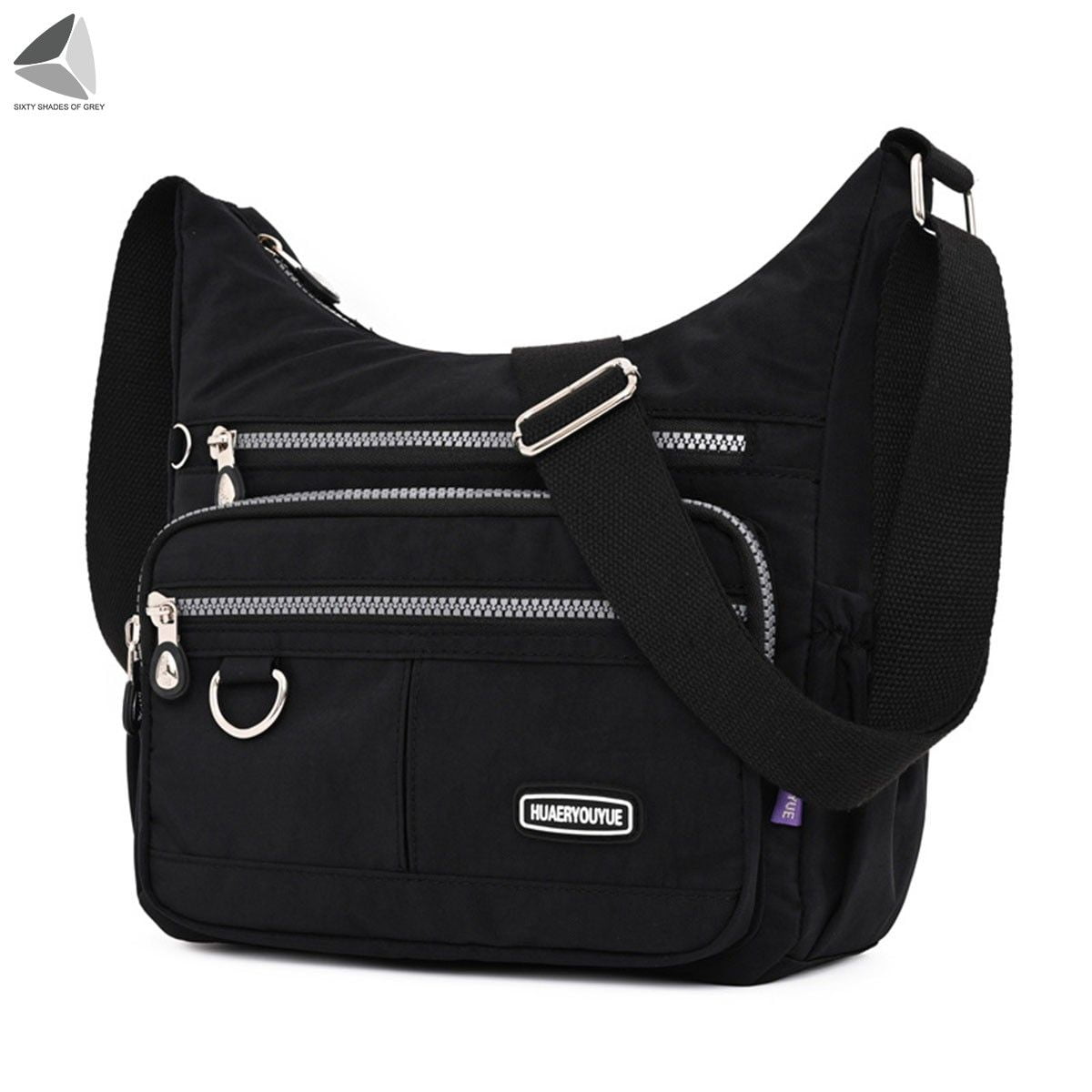 PULLIMORE Womens Waterproof Nylon Crossbody Bag Casual Messenger Bags Travel Shoulder Purse Handbag (Black)