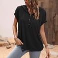 thumbnail image 6 of Womens Shirts Summer Loose Hooded Button Short Sleeve T Shirt Womens Tops, 6 of 7