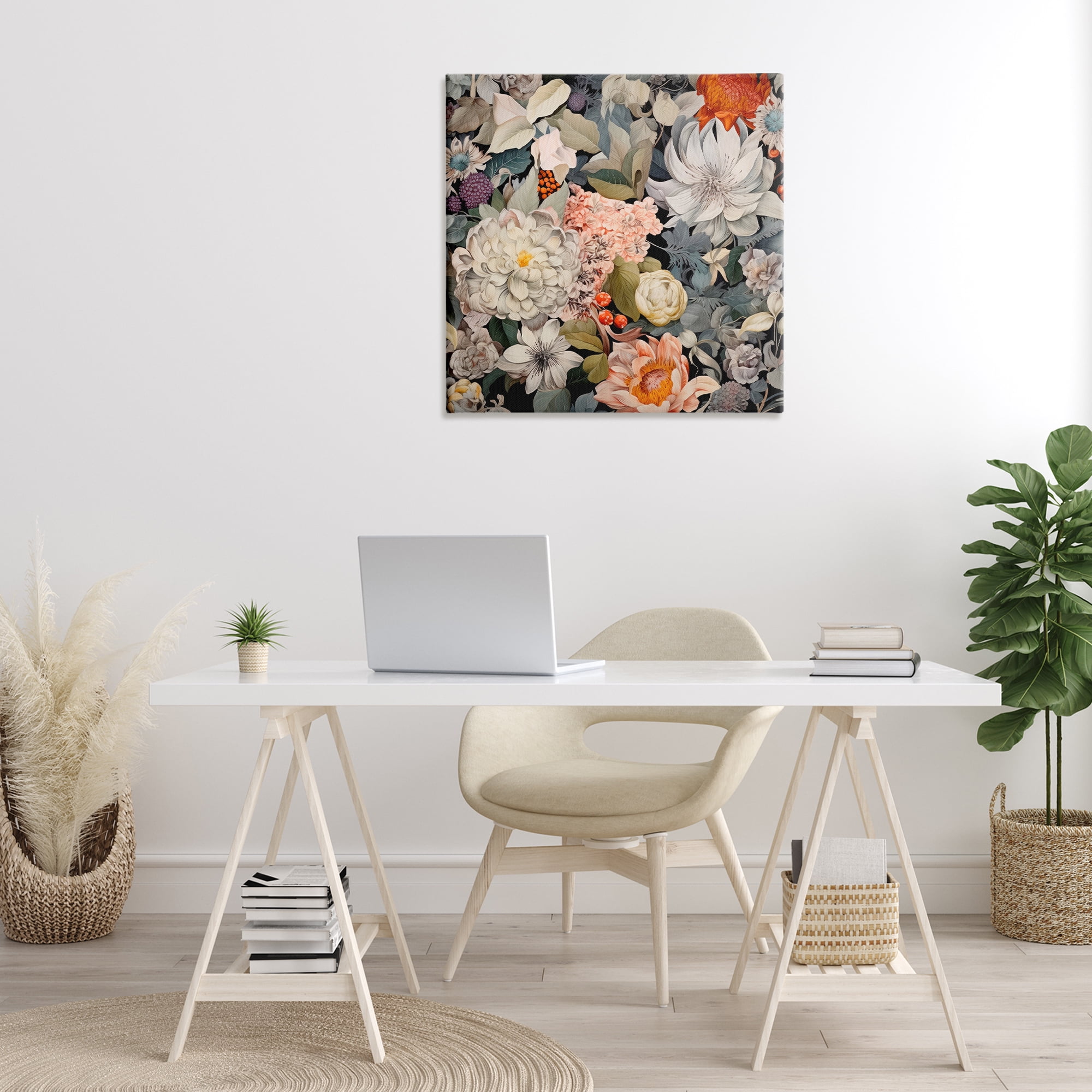Stupell Industries Grey Mixed Botanicals Botanical & Floral Painting Gallery Wrapped Canvas Art Print Wall Art, 30 x 30