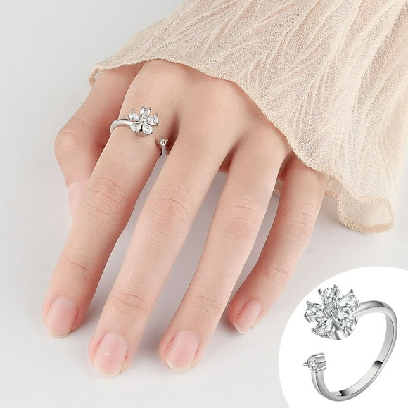 ABPWLY Small Design Sense Rotating Flower Women'S Open Clearance Rings for Women and Men Canada Days Chunky Rings Chunky Rings