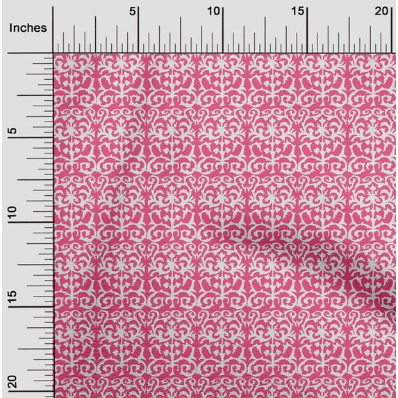 oneOone Silk Tabby Fabric Leaves|Swirl & Floral Block Print Fabric BTY 42 Inch Wide