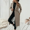 thumbnail image 7 of Stichou Women's Winter Wool Coat Business Long Sleeve Fall Winter Notch Lapel Oversized Long Peacoat Khaki L, 7 of 7