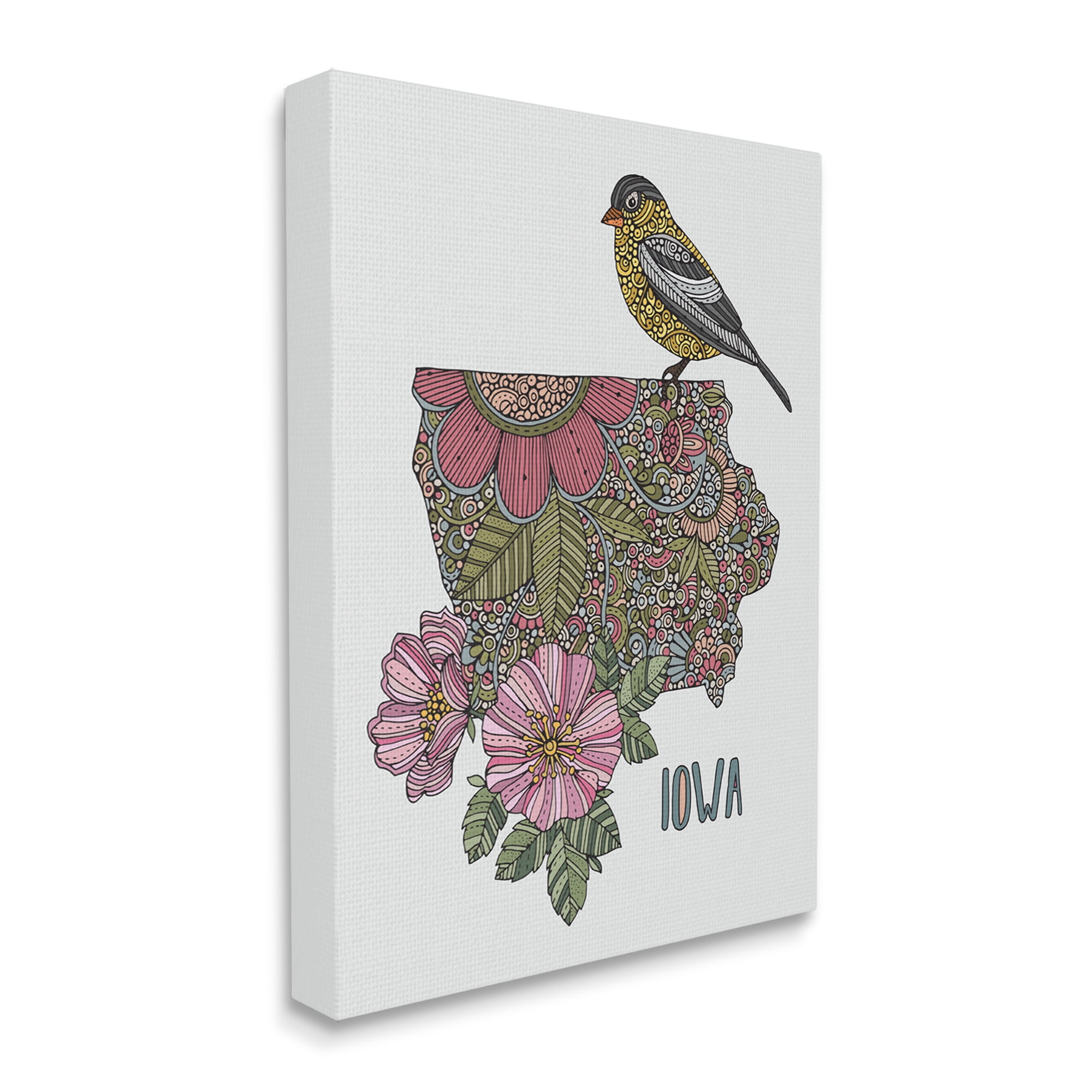 Stupell Industries Iowa Mandala Pattern State Graphic Art Gallery Wrapped Canvas Print Wall Art, Design by Valentina Harper
