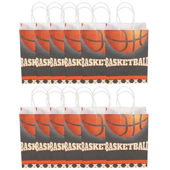 vlrwzc 10Pcs Basketball Party Bags with Handle Party Sweet Bags Coloured Candy Pouches for Sports Themed Birthday Party Supplies