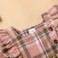 thumbnail image 6 of ZEHJUHAN Newborn Baby Girl Fall Winter Plaid Long Sleeve Buttons Outfit Ruffles Dress&Bow Headband, Pink 12-18 Months, 6 of 8