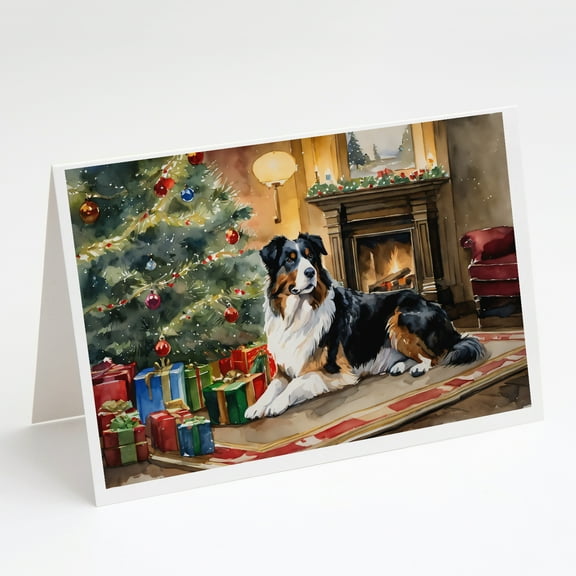 Australian Shepherd Cozy Christmas Greeting Cards Pack of 8 7 in x 5 in