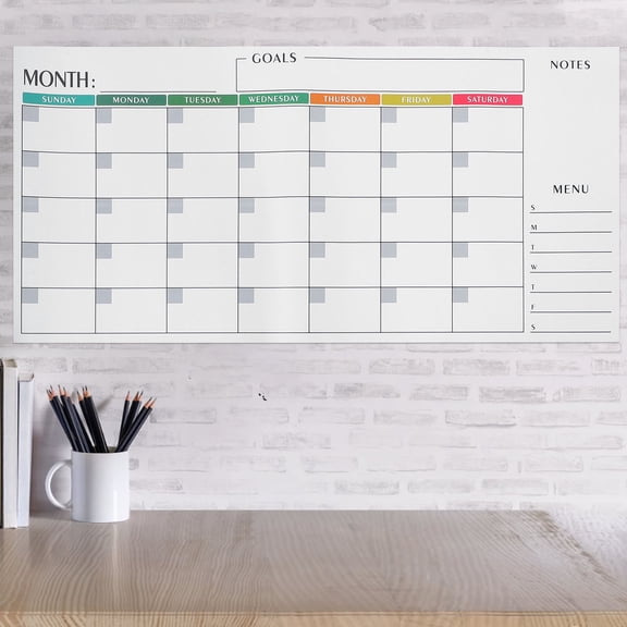 ROMANSENTIAL Assorted Color Wall Calendar Dry Erase Monthly Planner Reusable Paper Calendar for Home and Office