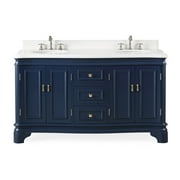 60'' Qtz T  Sesto double sink vanity - Navy Blue