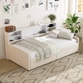 thumbnail image 2 of Twin Size Adjustable Bed Base, Twin size Upholstered Platform Bed with Storage and Drawers, Beige, Beige Bed Frames,Velvet Platform Bed Frames, Furniture Bedroom Furniture Beds, Frames & Bases, 2 of 19