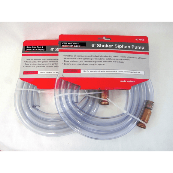 Code Auto Tools Shaker Siphon Pump Set with Clear Flexible Hose, for Fluid Transfer, 3.5 GPM, 2PC