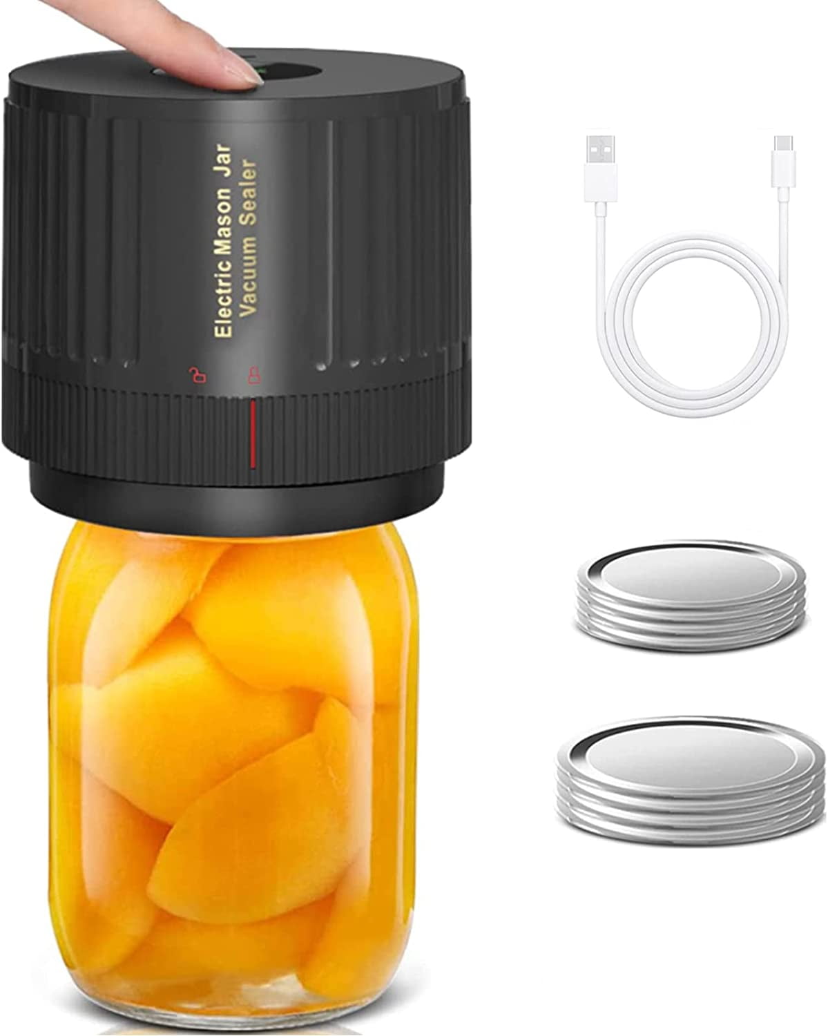 Electric Mason Jar Vacuum Sealer, Cordless Vacuum Sealer Kit for Wide