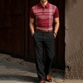 thumbnail image 2 of Men's 2 PC Set Geometric Print Quarter Button Shirt and Dress Pants Business Casual Summer Outfit Sets Red S, 2 of 5