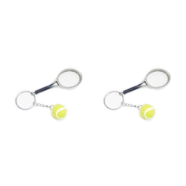 Inteprter Paquete de 6 llaveros de raqueta de tenis, decoración deportiva, llavero multicolor, suministros para llavero, regalos, novias, esposa Plata 2Conjunto