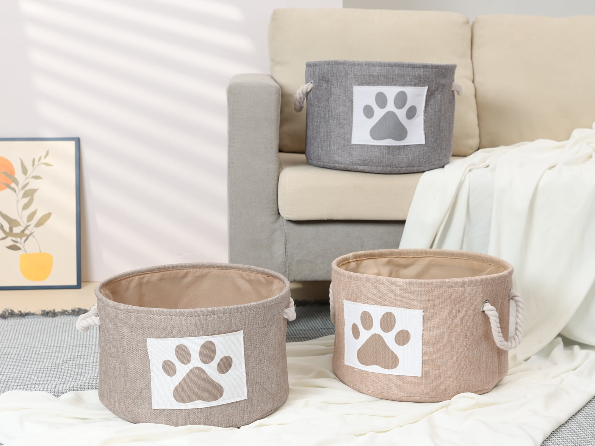 Unique Bargains Cotton Storage Cube with Handles Gray 13*8.1in