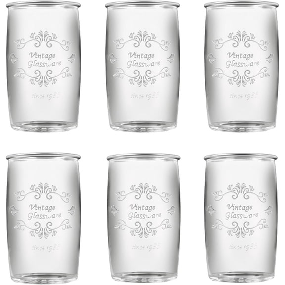 Drinking Glasses set of 6 Artisan Crafted 20 Oz Clear Glassware for Drinks, , , and Beverages