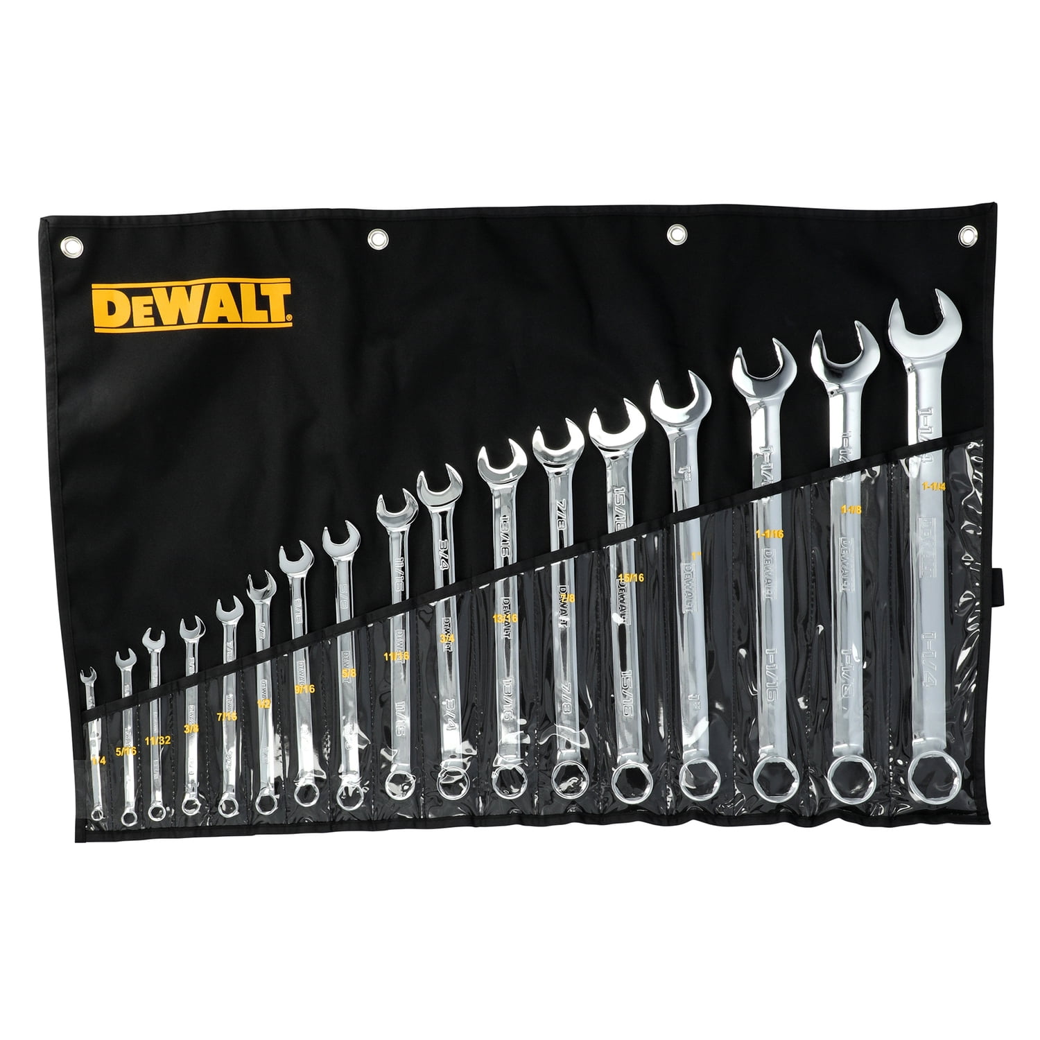 DEWALT TOUGHSERIES 17-Piece SAE Combination Wrench Set plus Roll Pouch, DWMT45428