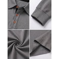thumbnail image 2 of JWD Mens Long Sleeve Polo Shirt Classic Collared Button Pullover Casual Regular Fit Soft Lightweight Knit Top Dark Gray L, 2 of 8