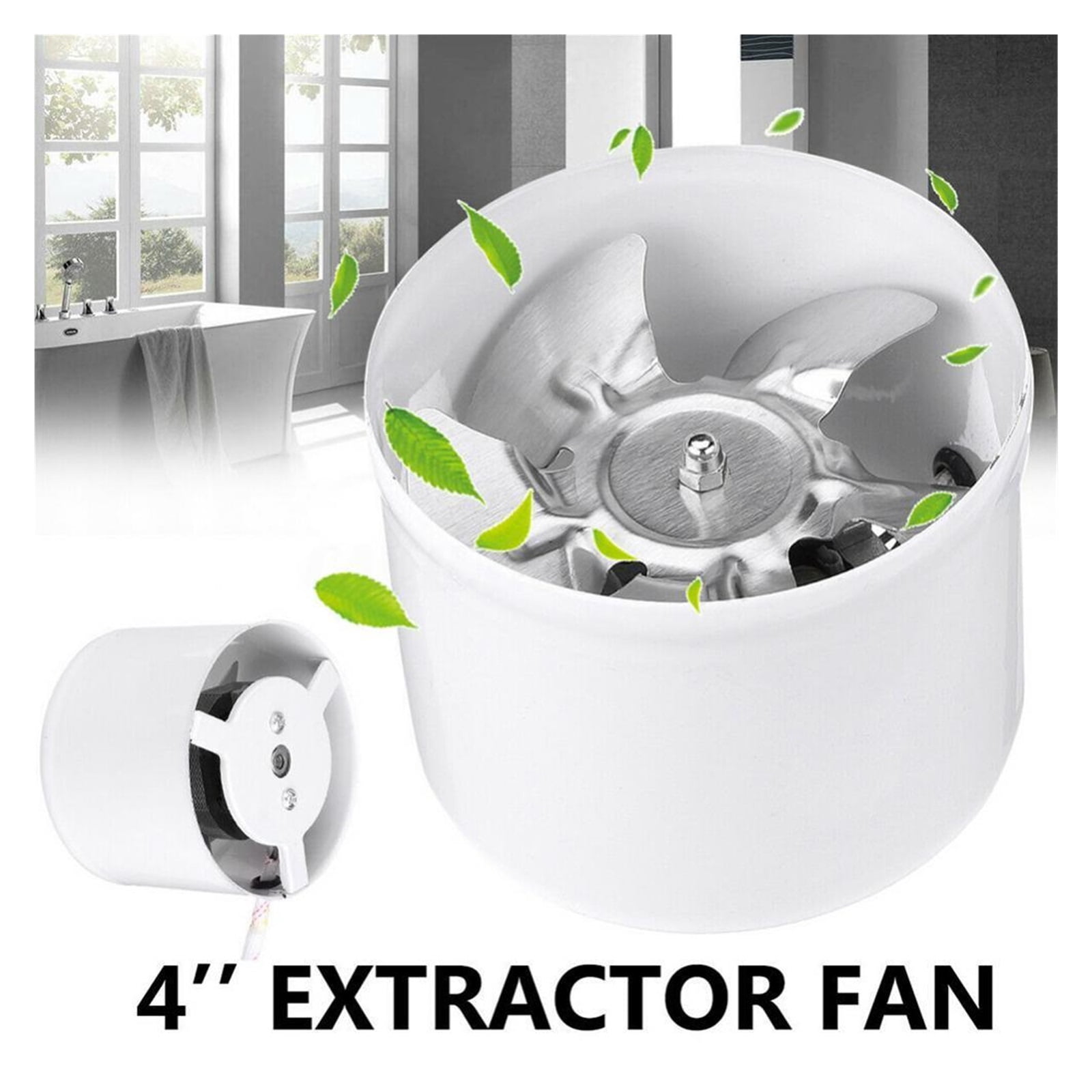 4inch Silent Inline Duct Fan Air Ventilator Metal Pipe Ventilation Exhaust Fan Mini Kitchen Bathroom Toilet Wall Extractor Fan ,Energy-Efficient
