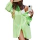 thumbnail image 3 of VISgogo Bikini de verano para mujer, vestido camisero largo suelto con cierre de botón de solapa de manga larga de Color sólido transparente VISgogo  moda, 3 of 5
