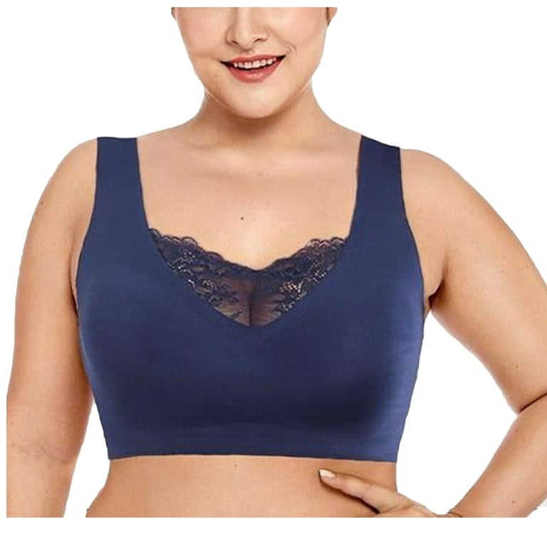 YUEHAO underwear women Women Bra Lingerie Seamless Plus Size Elastic  Comfort Lace Vest Bra (M-7XL) Grey XXXXXXXL
