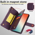 thumbnail image 5 of Compatible With Samsung Galaxy S22 Ultra Wallet Case with Card Holder Kickstand Double Magnetic Clasp Zipper Pocket Lanyard Strap Wristlet, Leather Flip Case Women Men Wallet Cover,Purple, 5 of 14