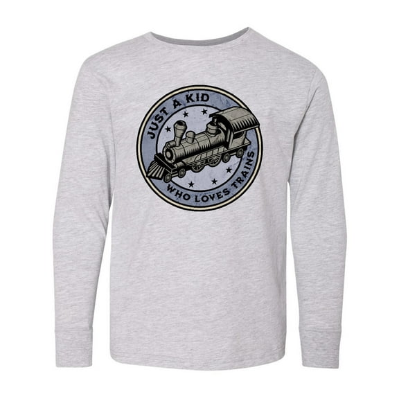Inktastic Steam Train Kid Who Loves Trains Long Sleeve Youth T-Shirt